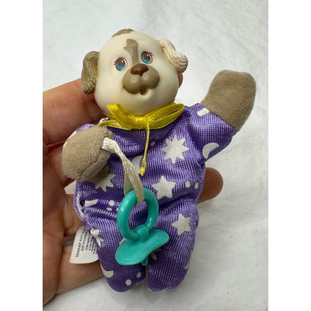 Vtg Hasbro Puppy Sleeping Surprise Tiny Pacifier Its A Boy Plush Purple Stars